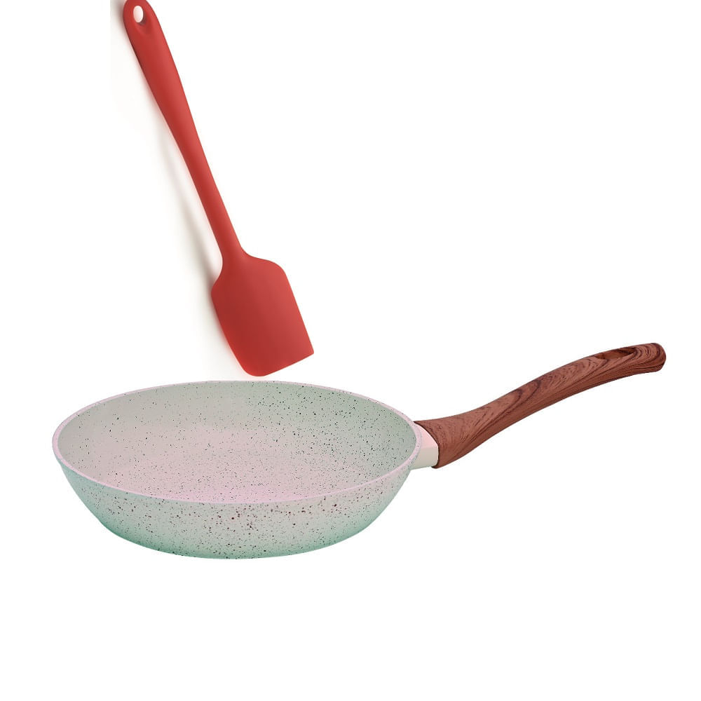 Frigideira Indução rev. ceramico  24 cm- Marmore - espatula