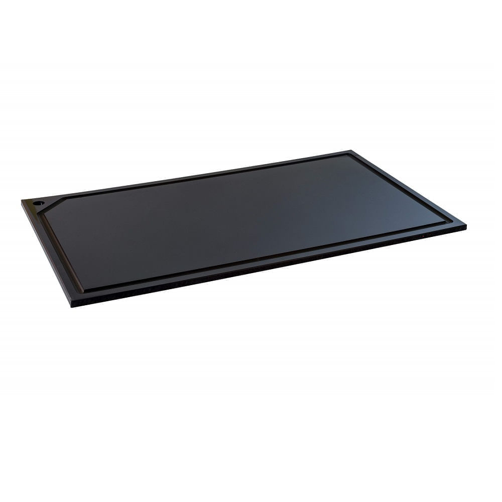 Tabua Corte Canaleta polietileno Preta 60 x 40x1.5 Churrasco