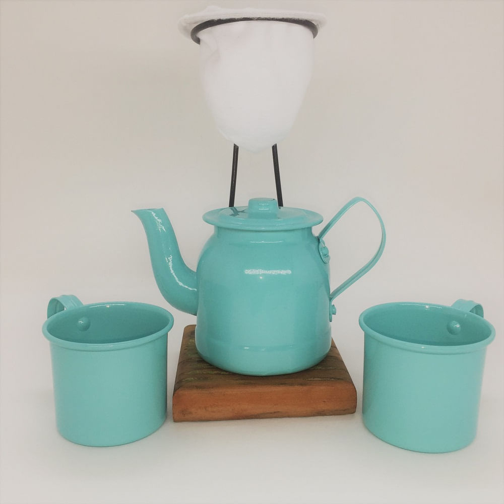 Kit de Café Egoista - Individual - Azul - Demolição - feito a mão