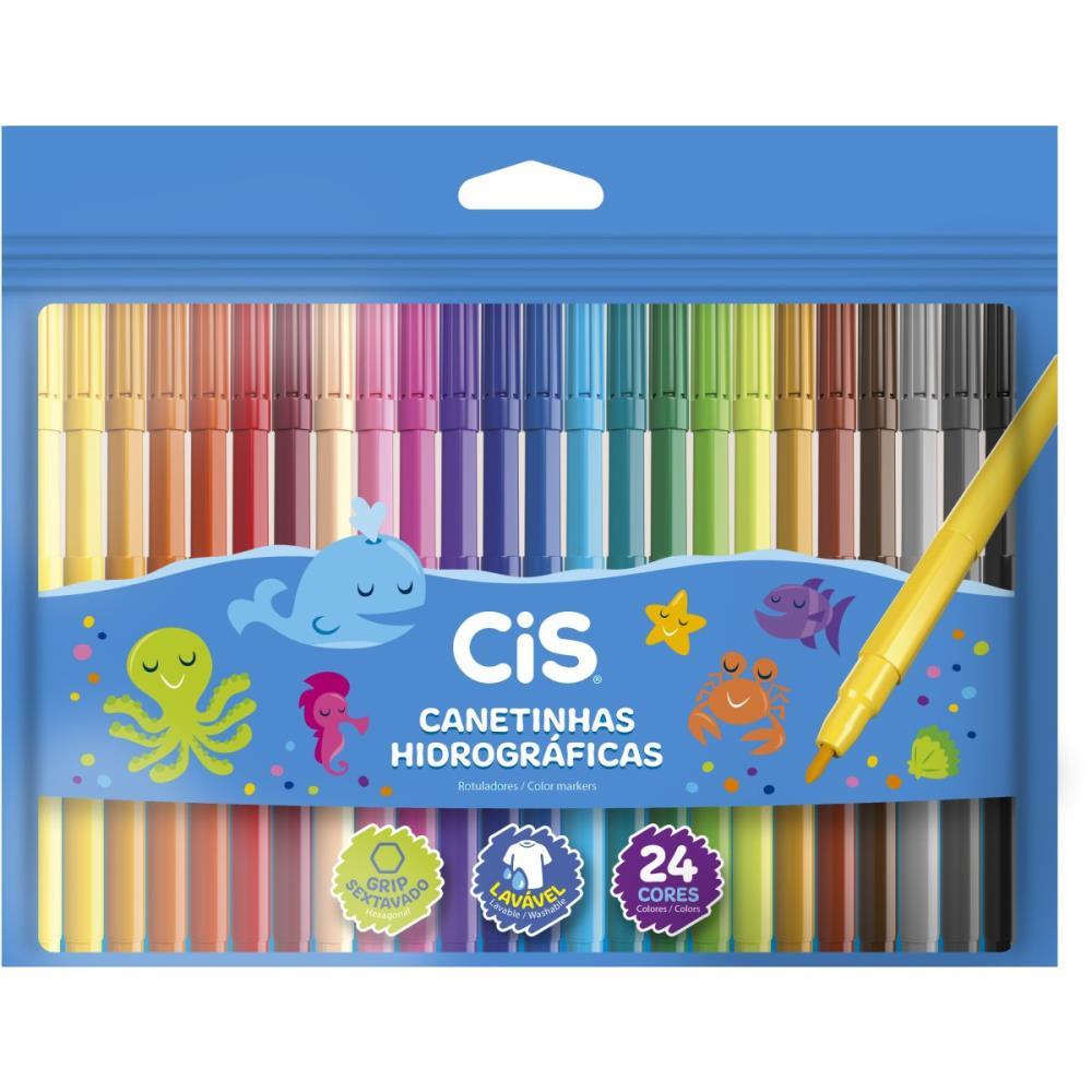 Caneta Hidrografica CIS Lavavel 24 Cores