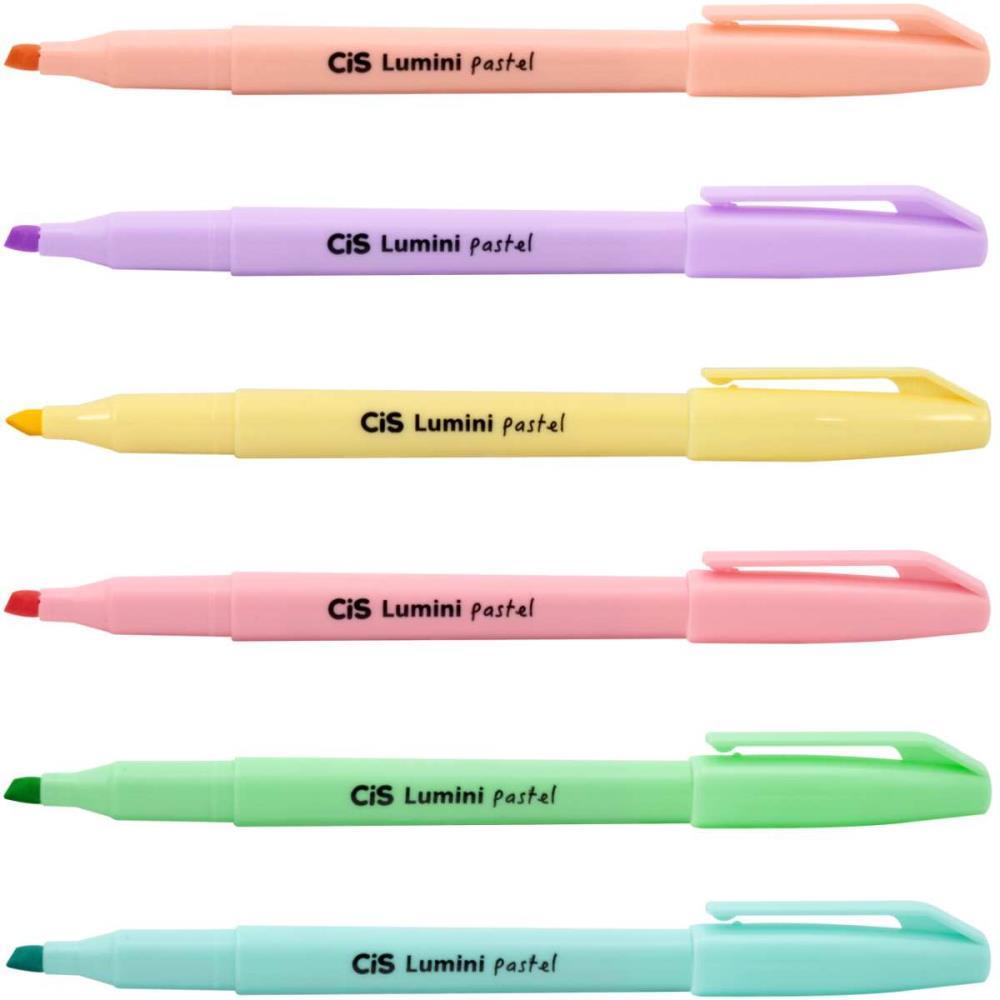 Caneta Marca Texto CIS Lumini TONS Pastel 6 Cores