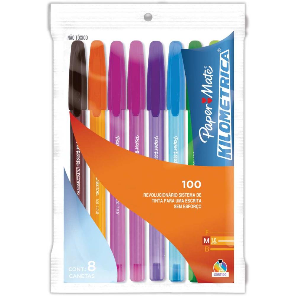 Caneta Esferografica Kilometrica 100 Colorz 8CORES