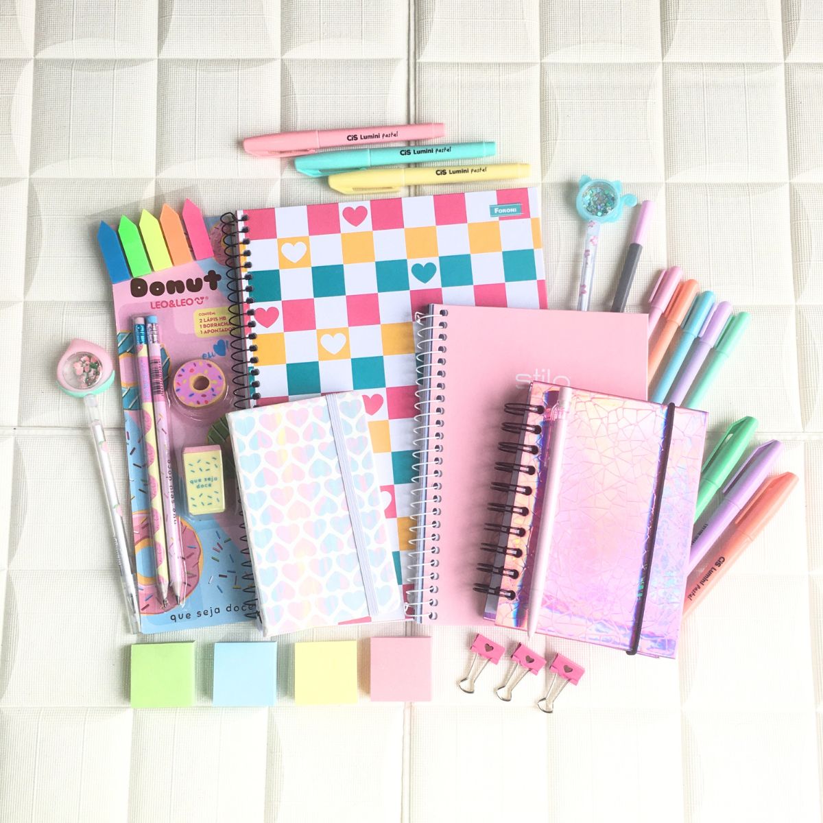 Kit Papelaria Juvenil Fashion  Escolar Menina Pasteis