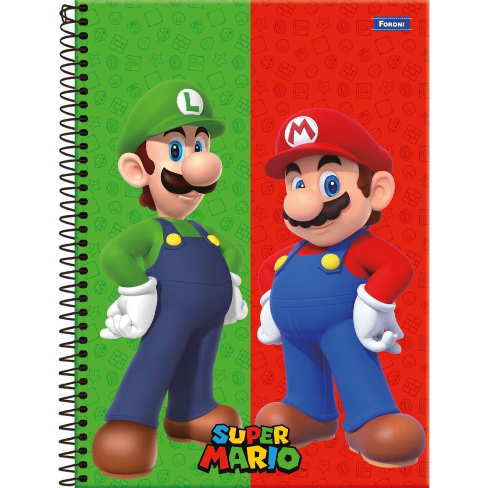 Caderno 10X1 Capa Dura Super Mario BROS 160FLS.