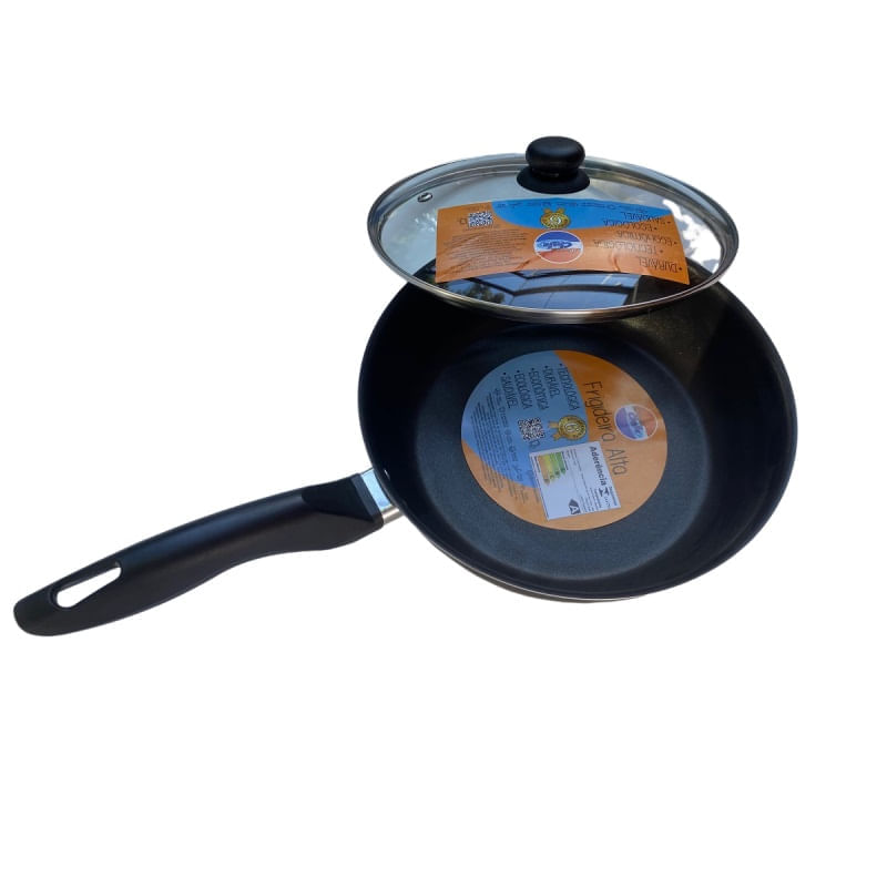 Frigideira alta 22cm Preta - antiaderente - com tampa