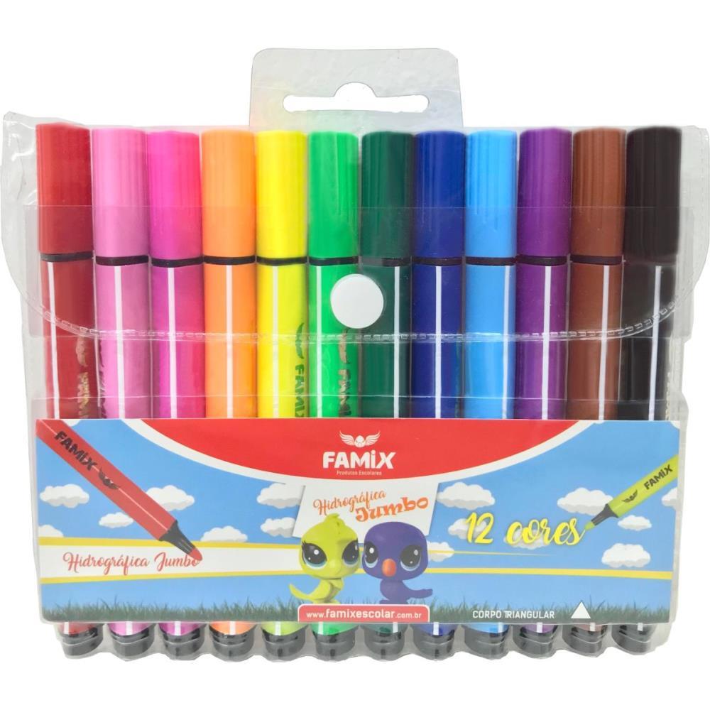Caneta Hidrografica Jumbo Triangular 12 Cores