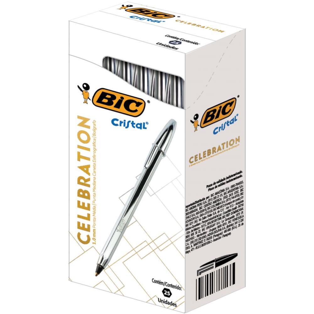 Caneta Esferografica Cristal Celebration Prata