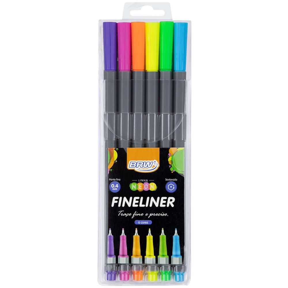 Caneta com Ponta Porosa Fineliner 0.4MM 6 Cores Neon