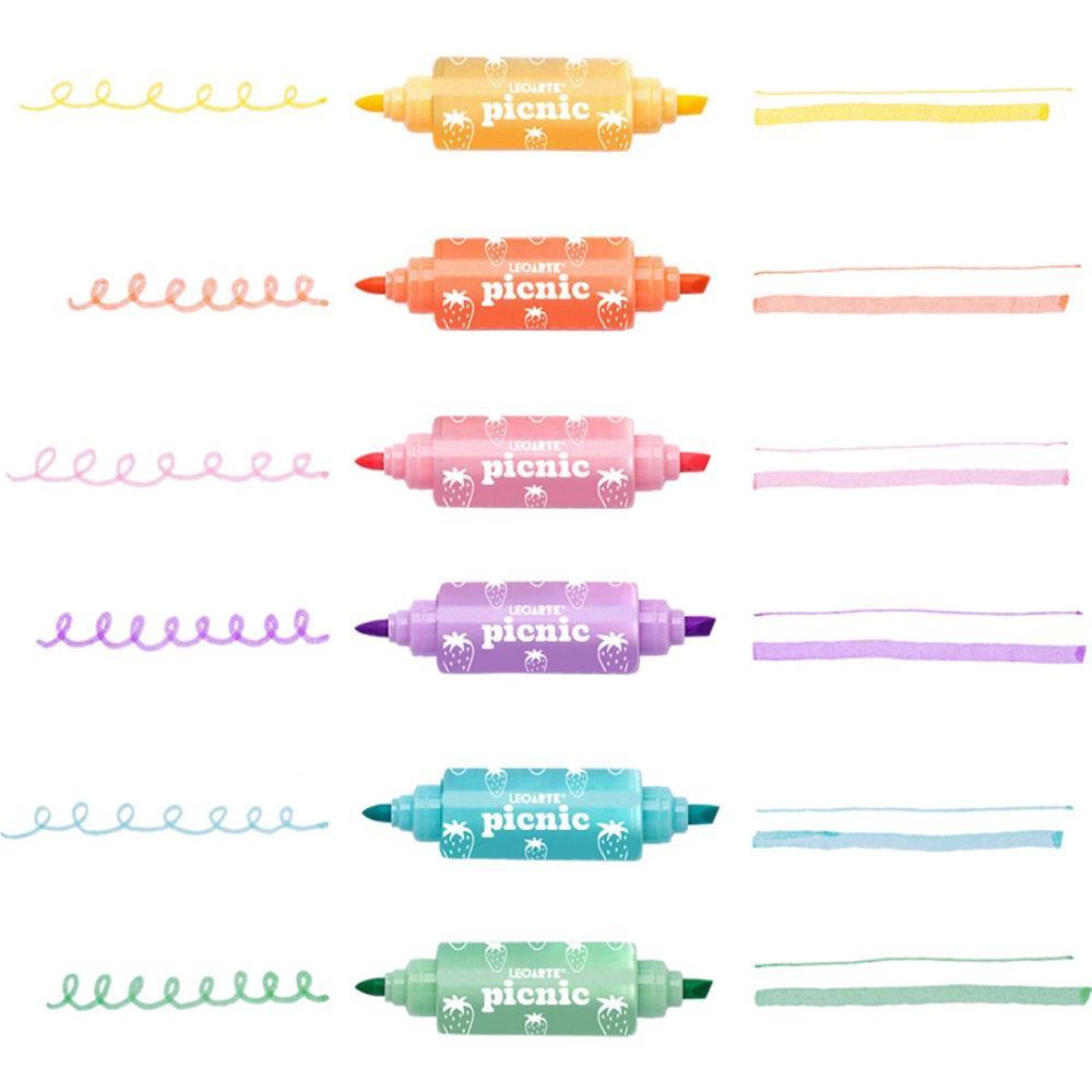Caneta Marca Texto Picnic Bombom Mini 2EM1 6CORES