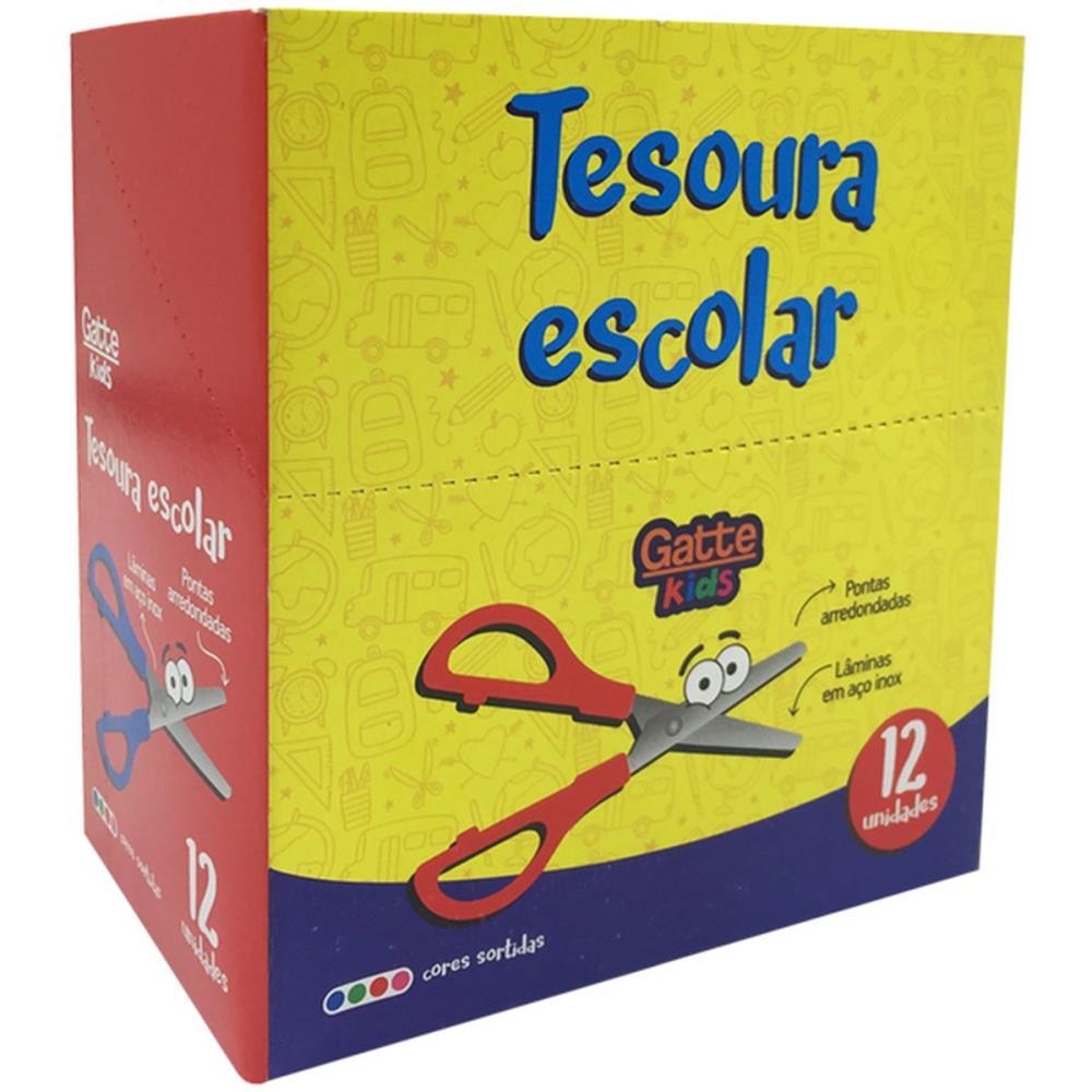 Tesoura Escolar INOX Cabo Colorido 13CM