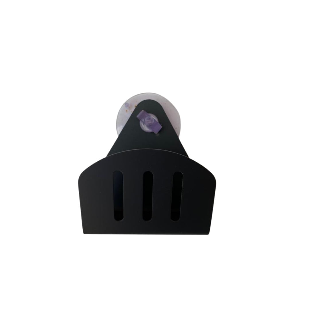 Porta Esponja de INOX com ventosa - redondo - Preto