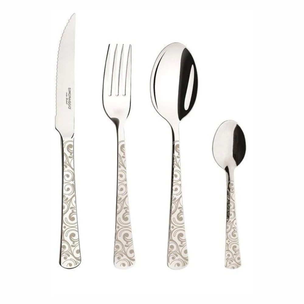 Conjunto de Talheres de Aço Inoxidável - 16 Peças - Arabesco