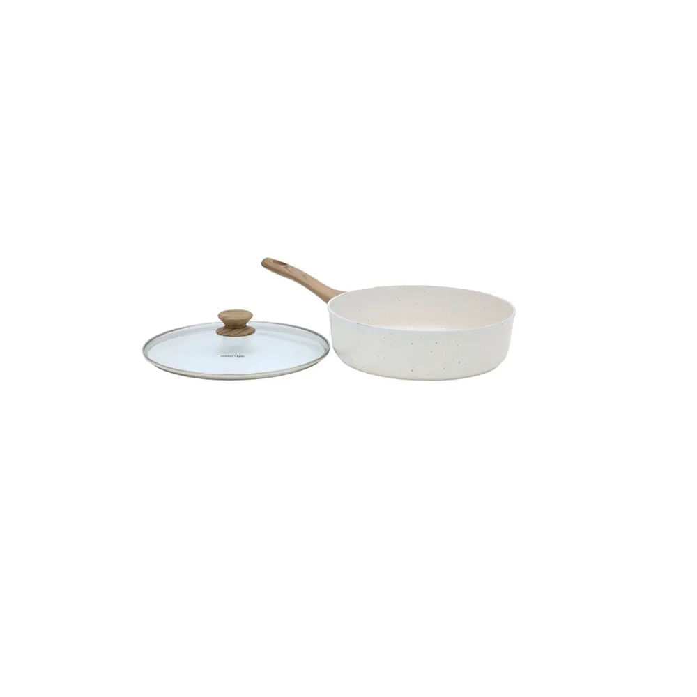 Frigideira funda Inducao 28 cm com Tampa cor marmore