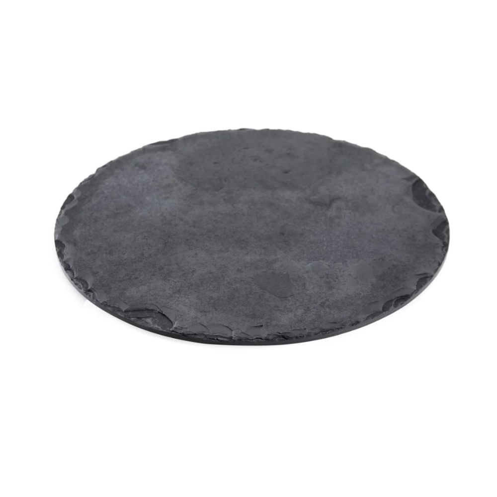 Tabua de servir em ARDOSIA Preta - Redonda -18cm - artesanal