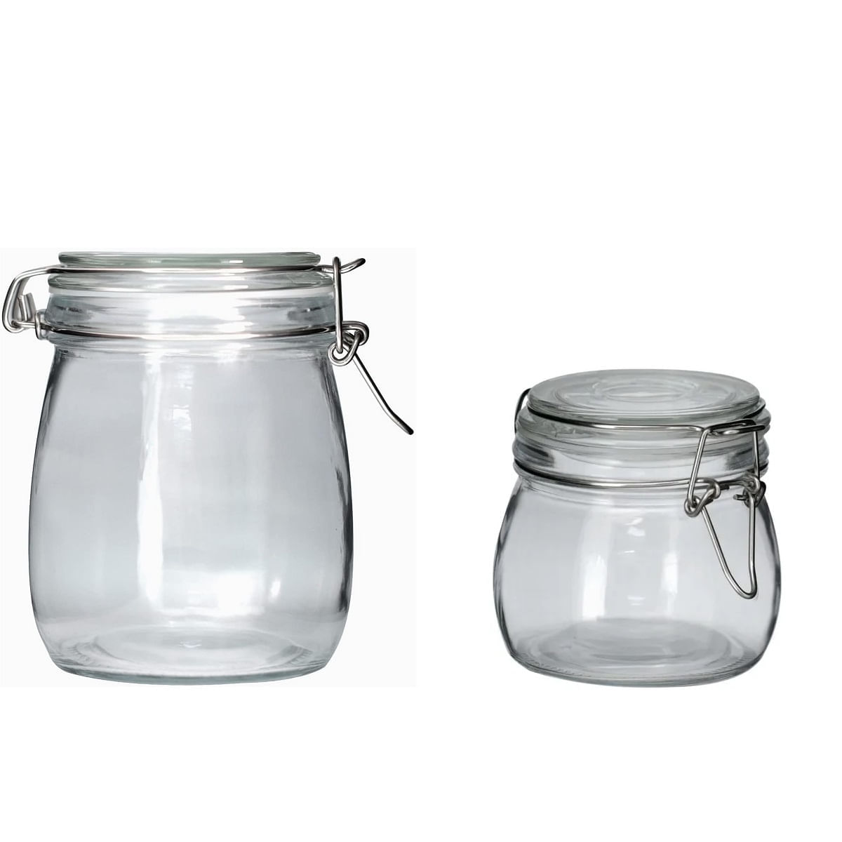 Kit de 2 potes hermeticos vidro com trava 830 e 500 ml
