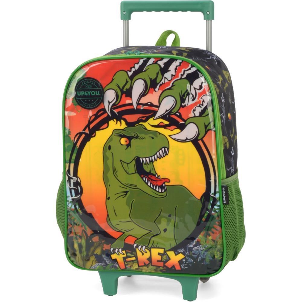 Mochila Infantil com Rodinha UP4YOU Dinossauro G Preta