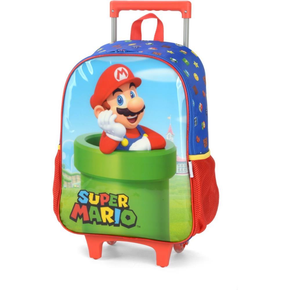Mochila Infantil com Rodinha Super Mario BROS G Azul
