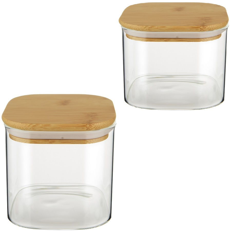 Dois Potes de Borolisicato com tampa de Bambu 750 e 900ml